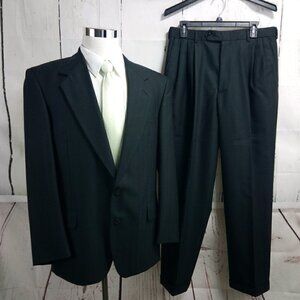 Trieste 41R 2 Button Black Herringbone Striped 2pc
